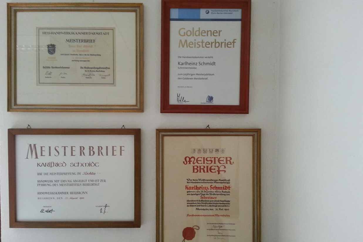 Meisterbrief Schreinerei Mosbach